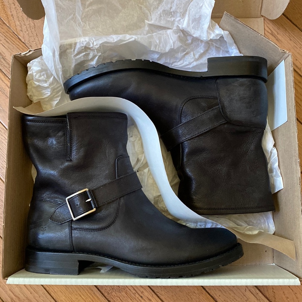 Frye Ankle Boots Natalie Short Engineer Black Size US 11 M